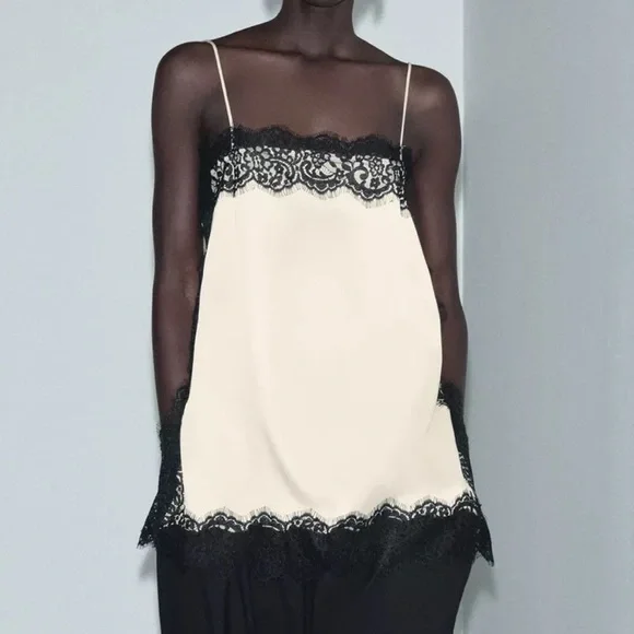 ZARA SATIN EFFECT LACE TOP ZW COLLECTION - Picture 2 of 14